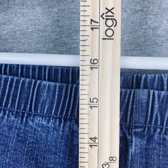L.A. Blues Women's Blue Denim Pants Size 30/32 Pull-on Elastic Waist High Rise - Picture 9 of 10